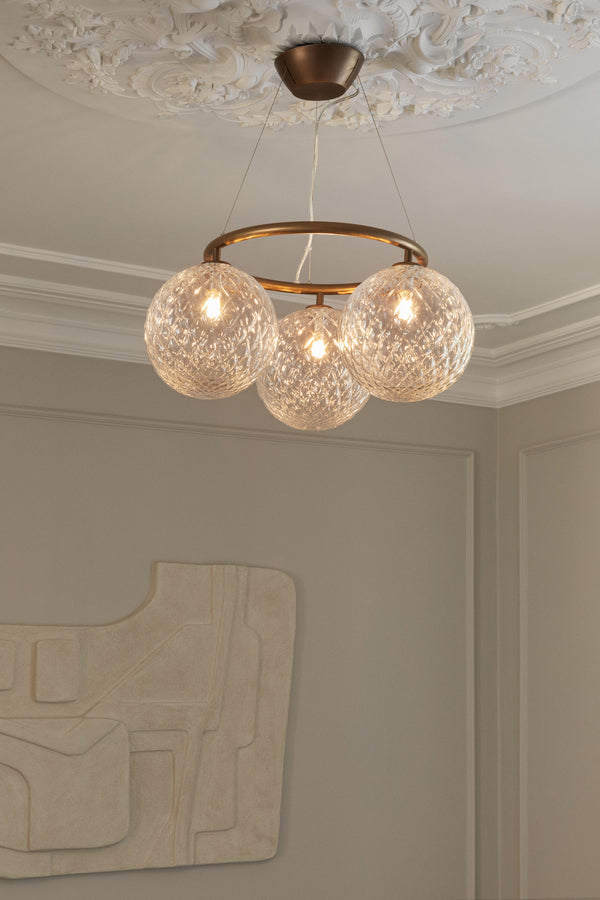 Miira 3 Circular lysekrone, dark bronze / optic clear • NUURA - Copenhagenhomedesign