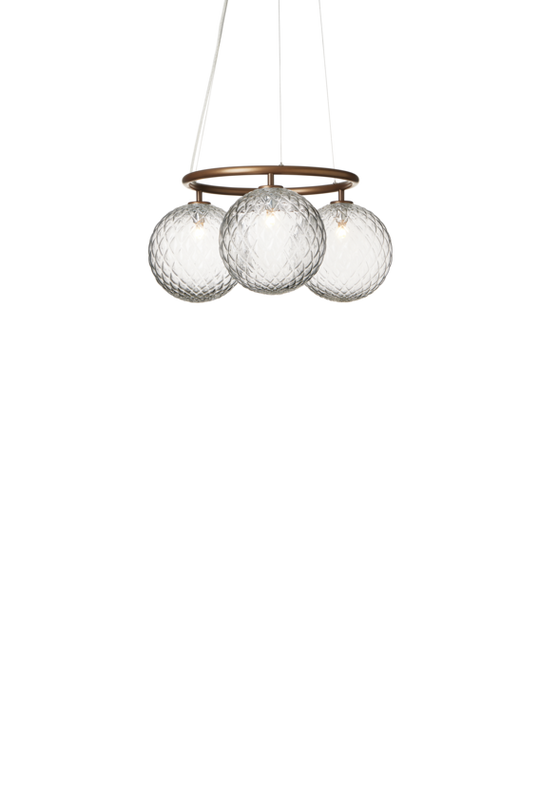 Miira 3 Circular chandelier, dark bronze / optic clear • NUURA
