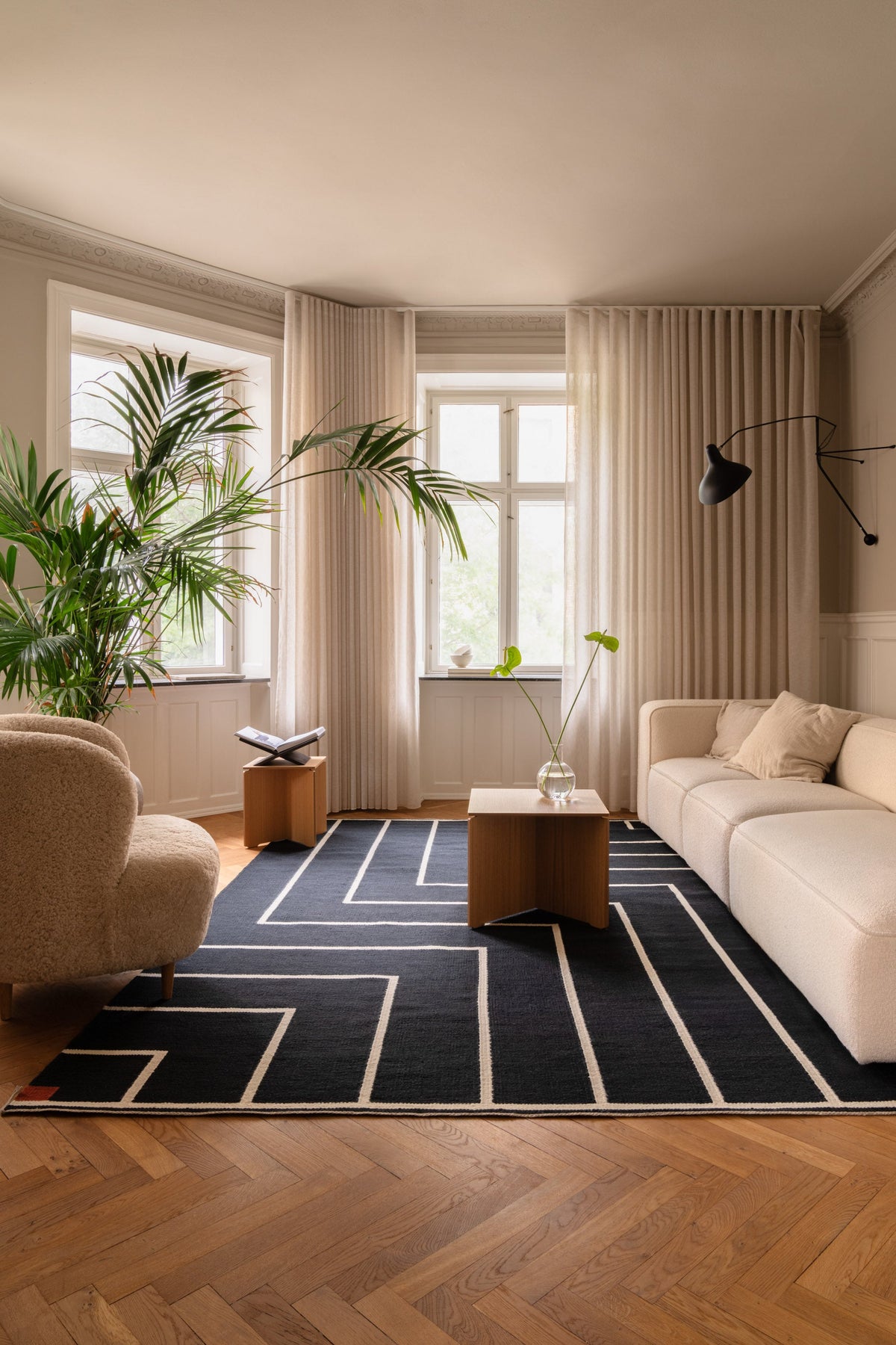 Tæppe VK-1, sort/hvid • NORDICMODERN - Copenhagenhomedesign