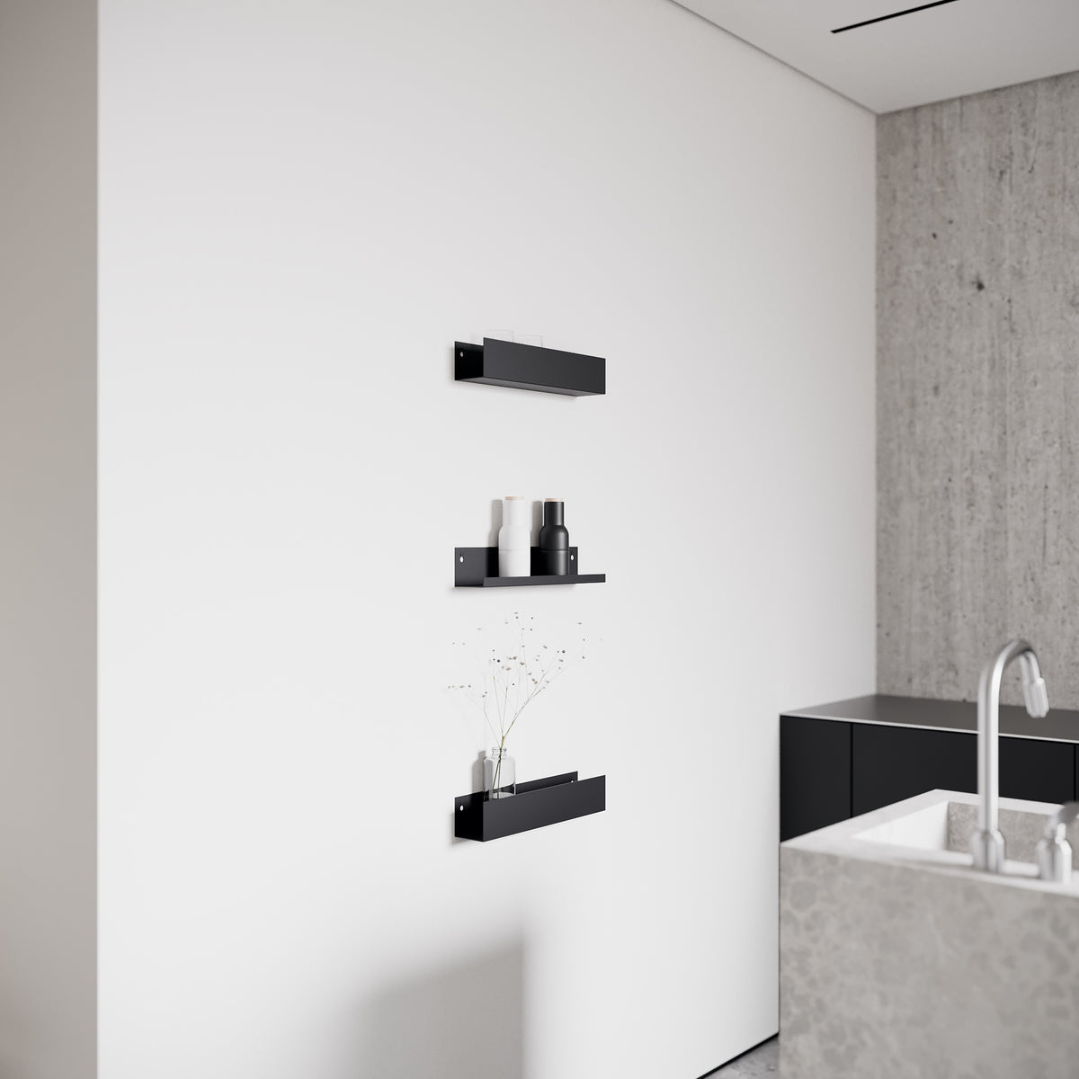 Væghylde 40U, sort • NICHBA - Copenhagenhomedesign