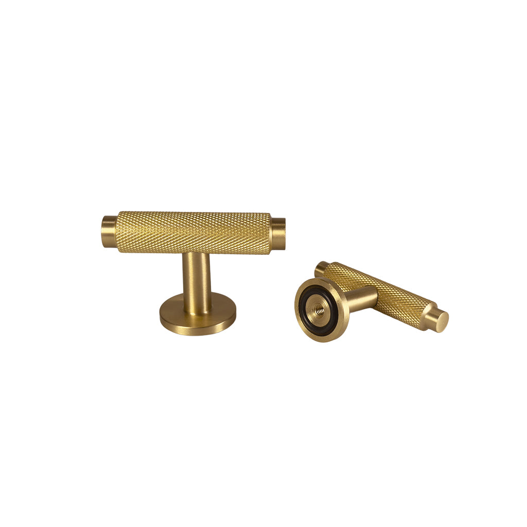 Nørrebro T-bar cabinet knob, unlacquered brushed brass, 56 mm • Chr. Jørgensen