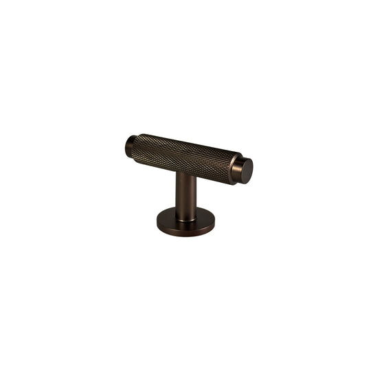 Nørrebro T-bar cabinet knob, bronze / browned brass, 56 mm
