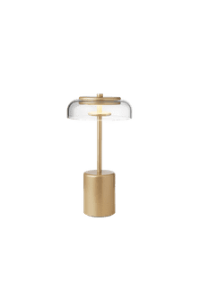 Blossi Table Mini, portable bordlampe, nordic gold / klar • NUURA - Copenhagenhomedesign