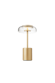 Blossi Table Mini, portable bordlampe, nordic gold / klar • NUURA - Copenhagenhomedesign