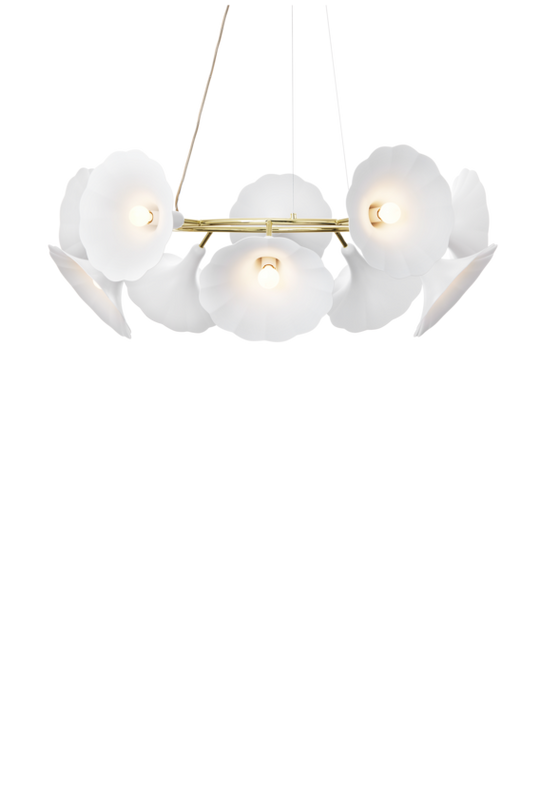 Petalii 10 chandelier, polished brass / opal • NUURA