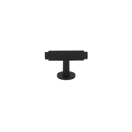 Ryvang T-bar cabinet knob with linear texture, black
