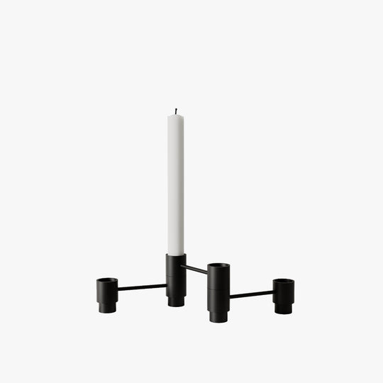 Structure candle holder, black • NICHBA