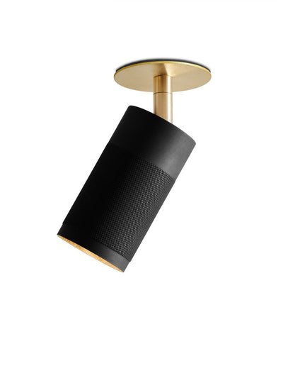Patrone ceiling spotlight with cover plate, box fit, blackened and brass • Thorup Copenhagen