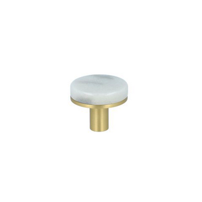 Trørød cabinet knob in white marble and lacquered brushed brass • Chr. Jørgensen