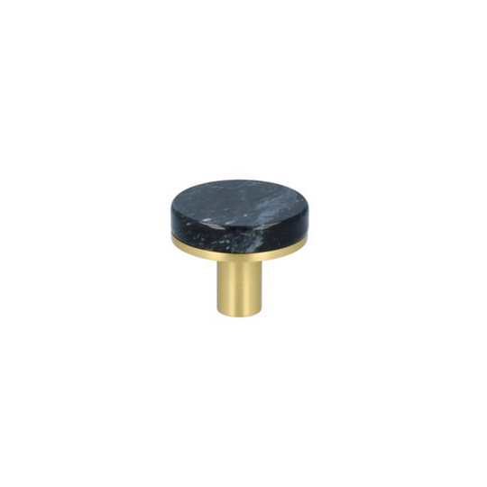 Trørød cabinet knob in black marble and lacquered brushed brass