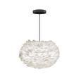 Eos pendant light with ceiling rose, white and black • UMAGE