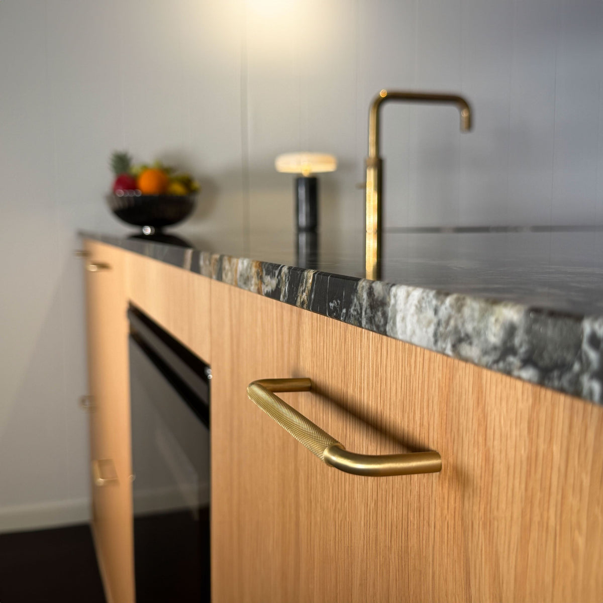 Østerbro diamond-cut cabinet handle in brushed brass, lacquered • Chr. Jørgensen