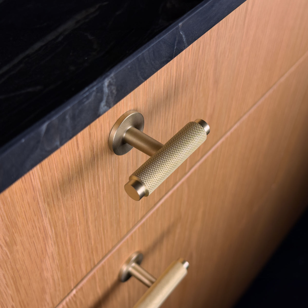 Nørrebro T-bar cabinet knob, unlacquered brushed brass, 56 mm • Chr. Jørgensen