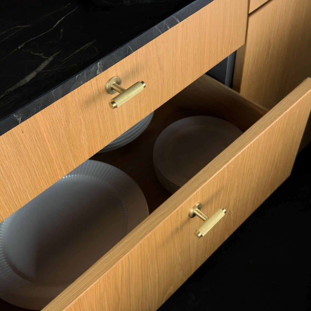 Nørrebro T-bar cabinet knob, lacquered brushed brass, 50 mm • Chr. Jørgensen