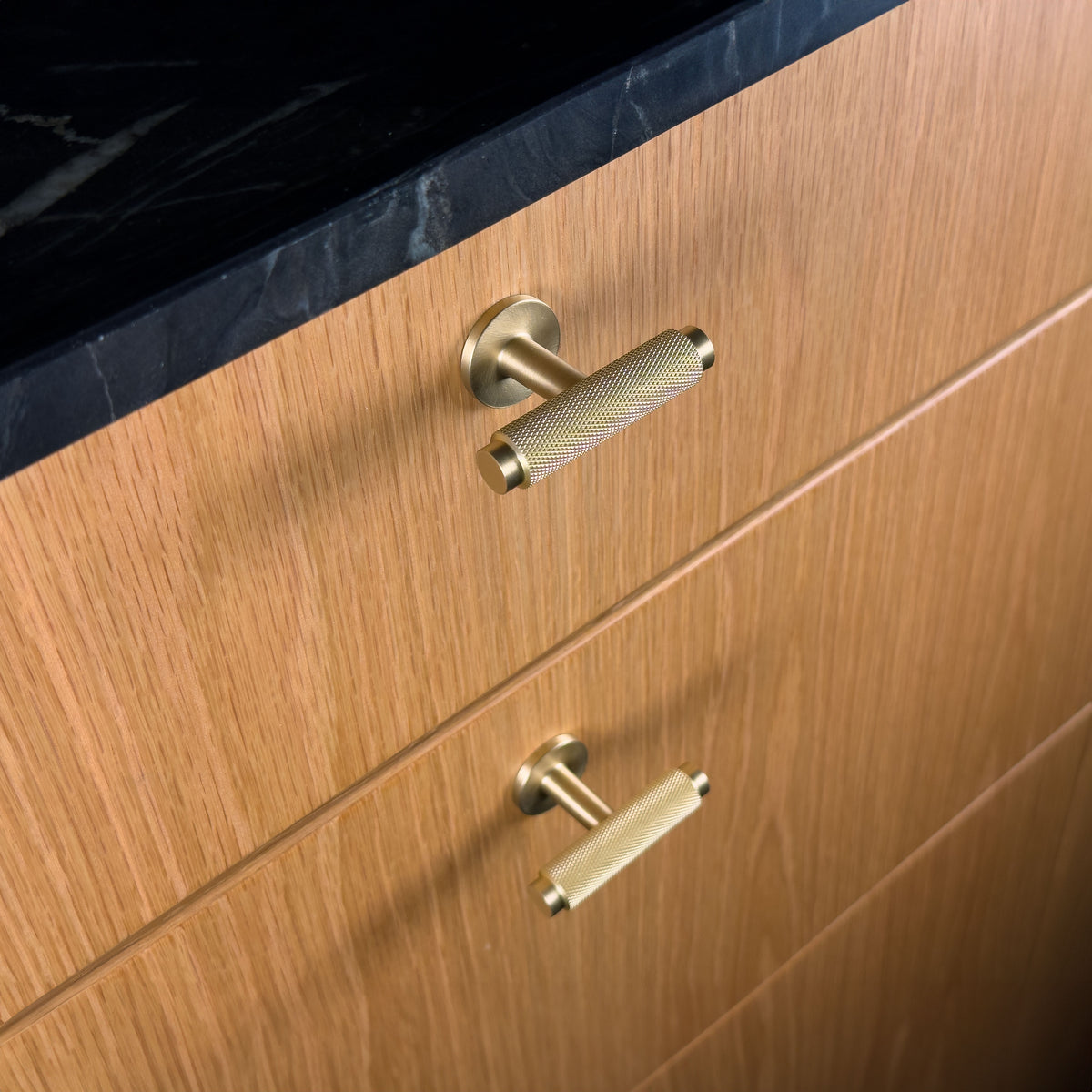 Nørrebro T-bar cabinet knob, unlacquered brushed brass, 56 mm • Chr. Jørgensen