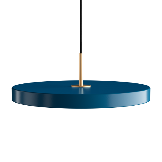 Asteria pendant light, blue and brass • UMAGE