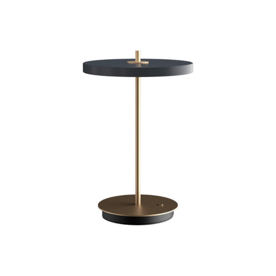 Asteria Move portable table lamp, grey and brass • UMAGE