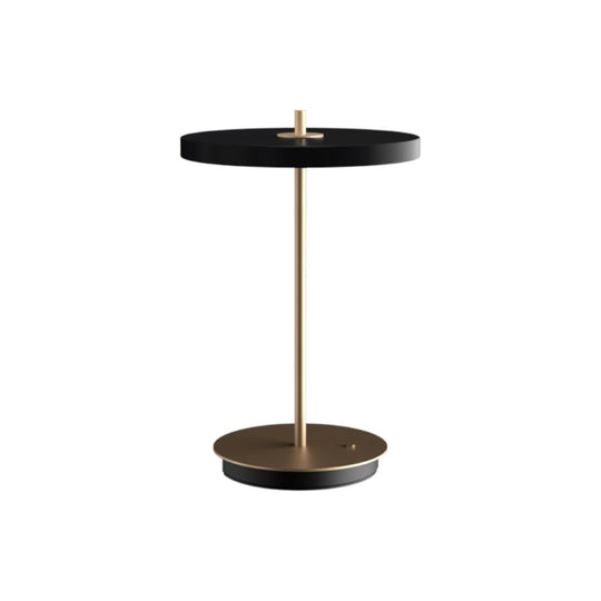 Asteria Move portable table lamp, black and brass • UMAGE