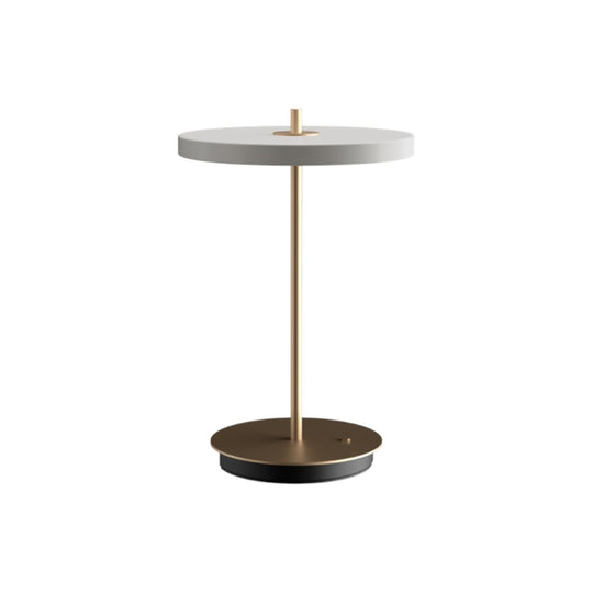 Asteria Move portable table lamp, light grey (mist) and brass • UMAGE