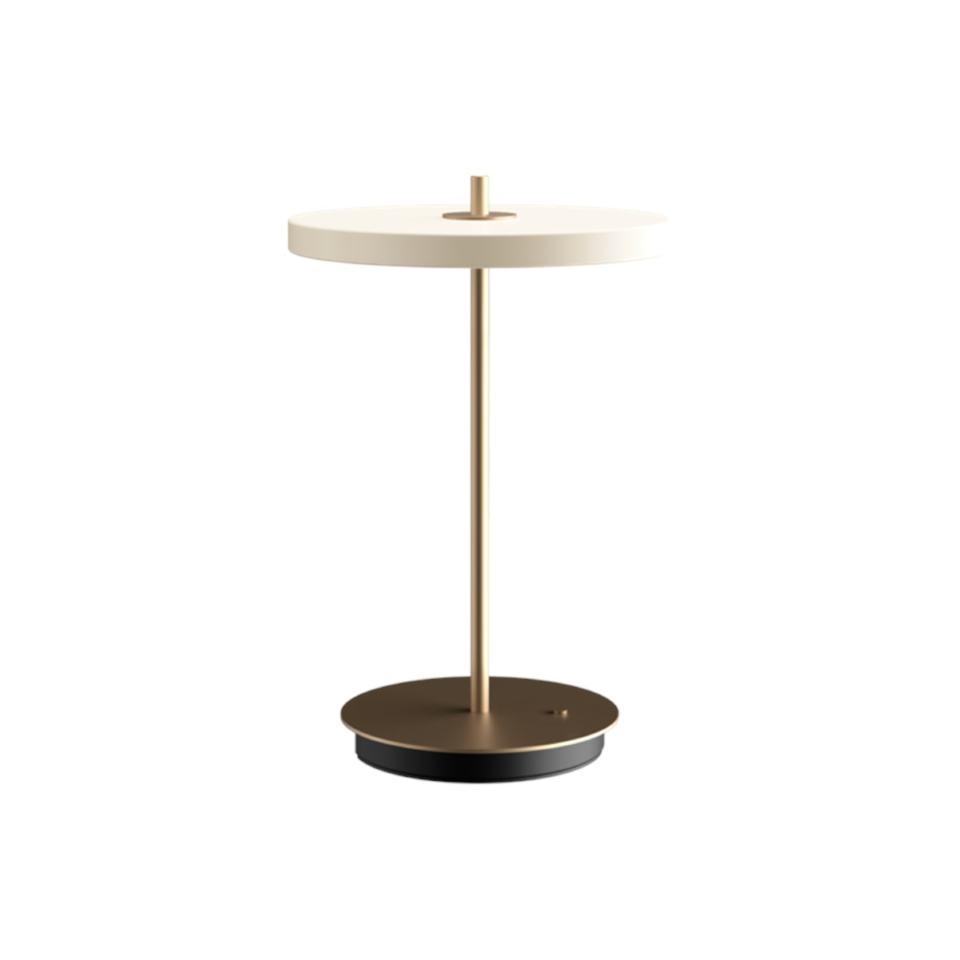 Asteria Move portable bordlampe, hvid og messing • UMAGE - Copenhagenhomedesign