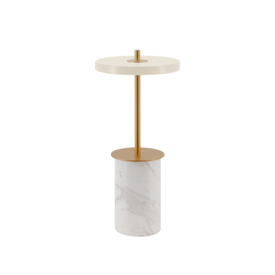 Asteria Move Mini, portable table lamp, white marble • UMAGE
