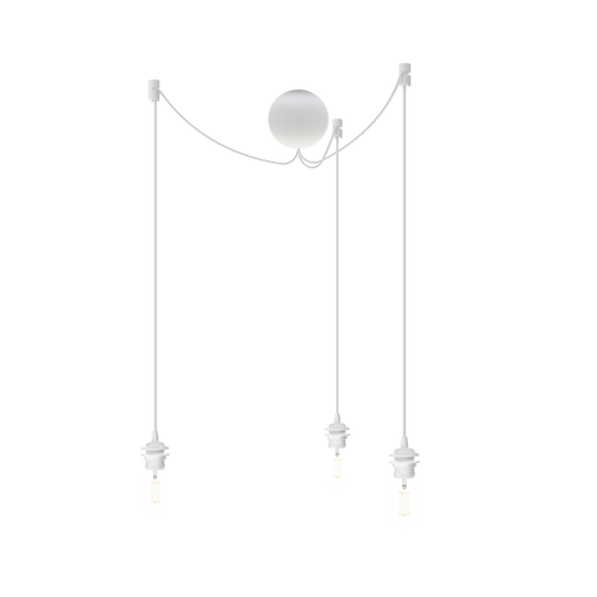 Canonball Cluster 3, ceiling canopy with 3 x cable and lamp holder E27, white • UMAGE