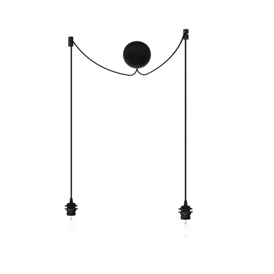 Canonball Cluster 2, ceiling canopy with 2 x cable and lamp holder E27, black • UMAGE