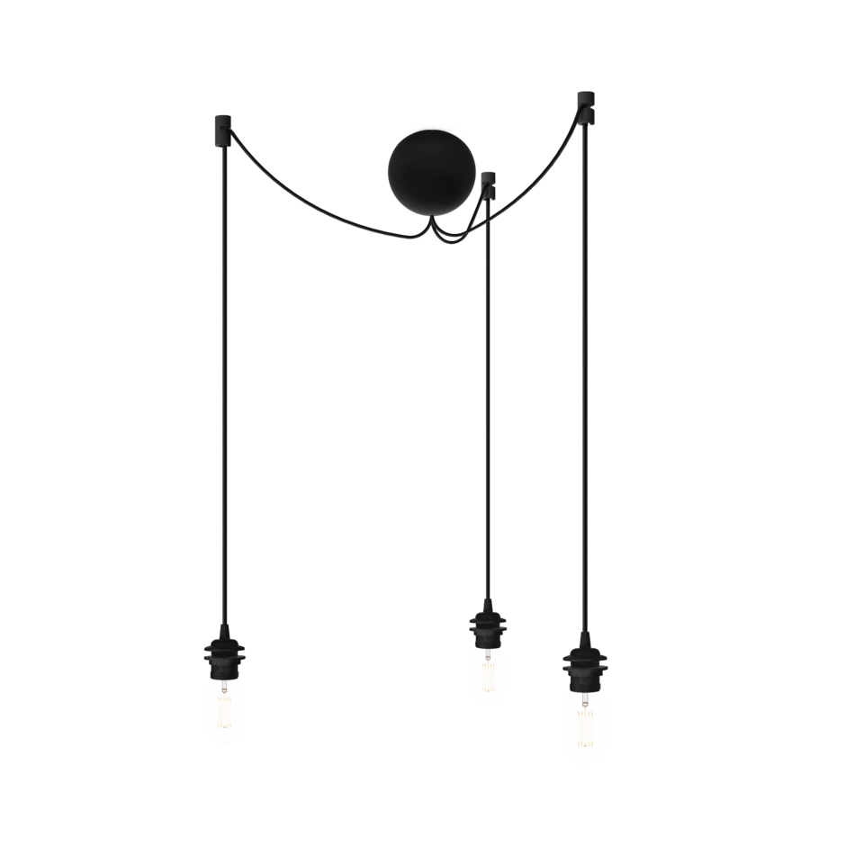 Canonball Cluster 3, baldakin med 3 x ledning og fatning E27, sort • UMAGE - Copenhagenhomedesign