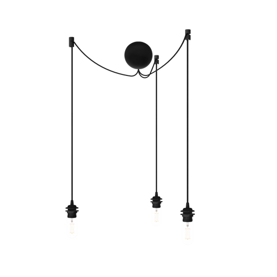 Canonball Cluster 3, ceiling canopy with 3 x cable and lamp holder E27, black • UMAGE