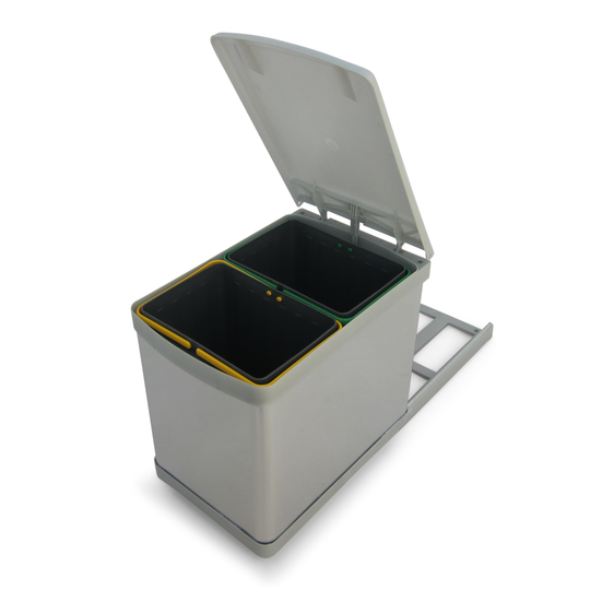 Stockholm 2-15 full-extension waste system, stainless steel, 2 × 7.5 litres