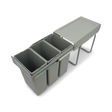 Copenhagen 3-30 full-extension waste system, 3 × 10 litres, light grey