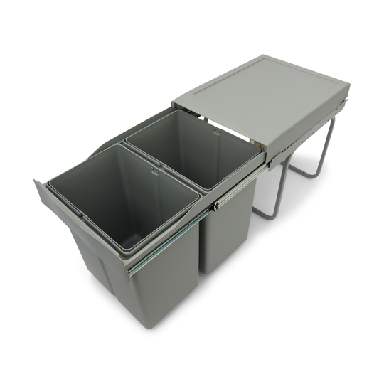 Copenhagen 2-42 full-extension waste system, 2 × 21 litres, light grey