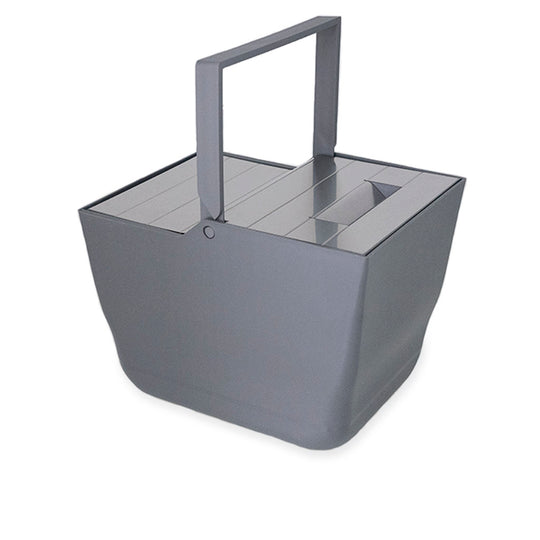 13-litre dark grey waste bin with handle and stainless steel lid