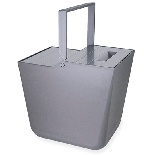 16-litre dark grey waste bin with handle and stainless steel lid