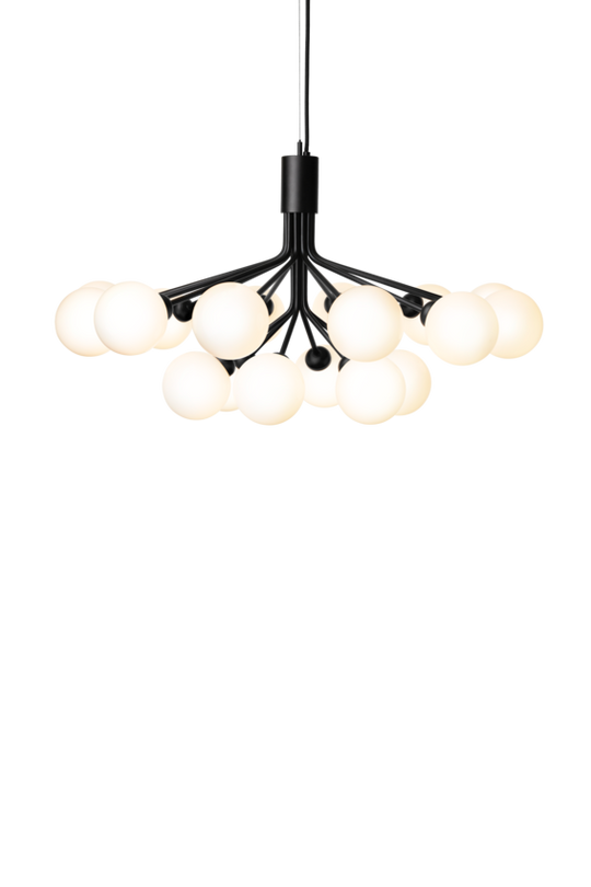 Apiales 18 chandelier, satin black / opal • NUURA