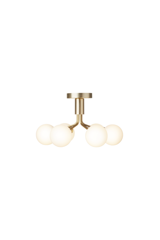 Apiales 6 Ceiling chandelier, brushed brass / opal • NUURA