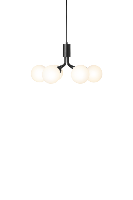 Apiales 6 chandelier, satin black / opal • NUURA