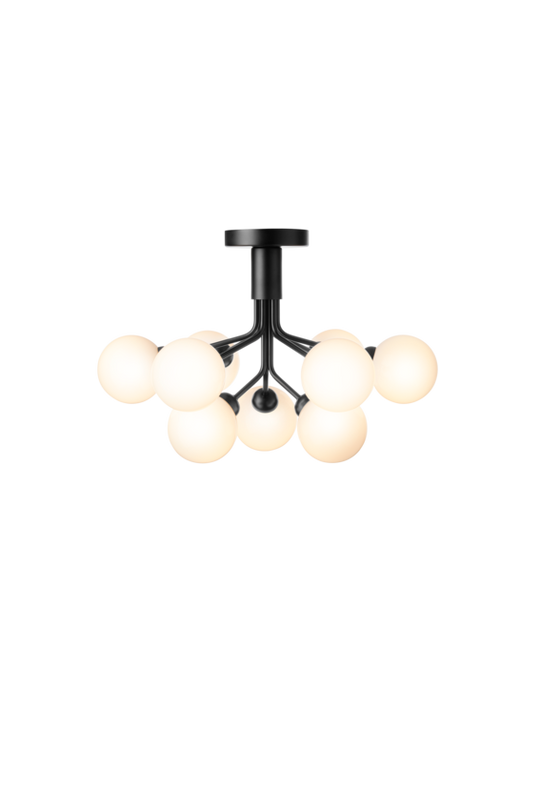 Apiales 9 Ceiling chandelier, satin black / opal • NUURA