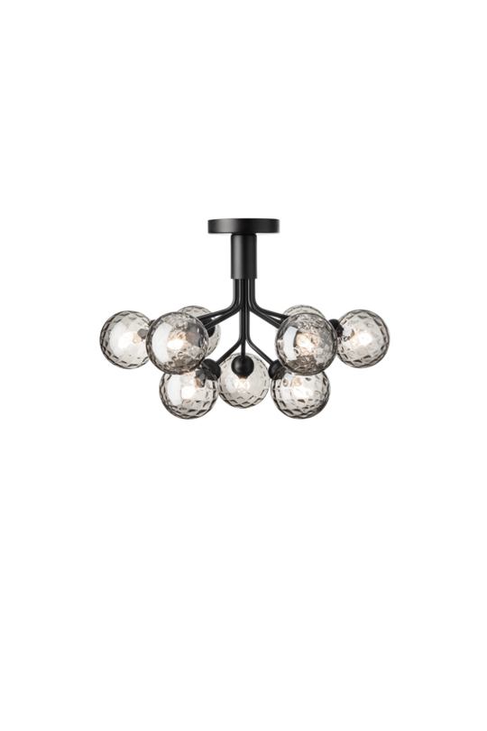 Apiales 9 Ceiling chandelier, satin black / optic smoked • NUURA