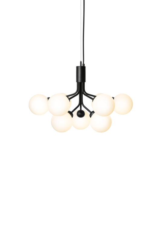 Apiales 9 chandelier, satin black / opal • NUURA
