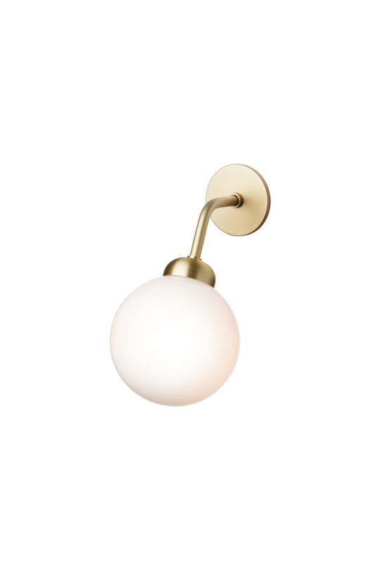 Apiales Wall Hard-wired wall light, brushed brass / opal • NUURA