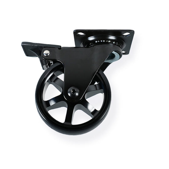 Berlin – black anodised aluminium furniture castor Ø75 mm, with brake