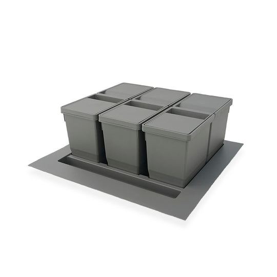 Bornholm 3-27 – drawer waste sorting system, 3 × 9L, dark grey
