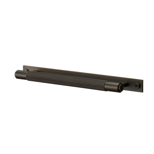 Cross Pull Bar in burnished brass with backplate • Buster + Punch