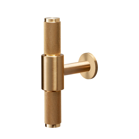 Cross T-Bar in brass with diamond-cut knurling • Buster + Punch