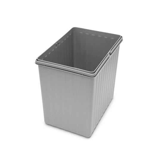 16-litre waste bin in light grey plastic with handles