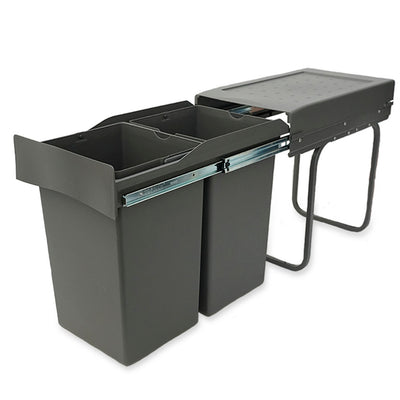Copenhagen 2-28 new – full-extension waste system, 2 × 14L, dark grey