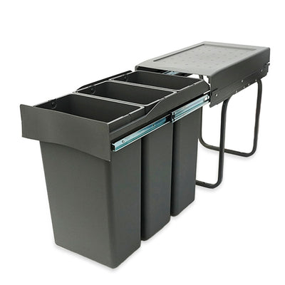 Copenhagen 3-30 new – full-extension waste system, 3 × 10L, dark grey