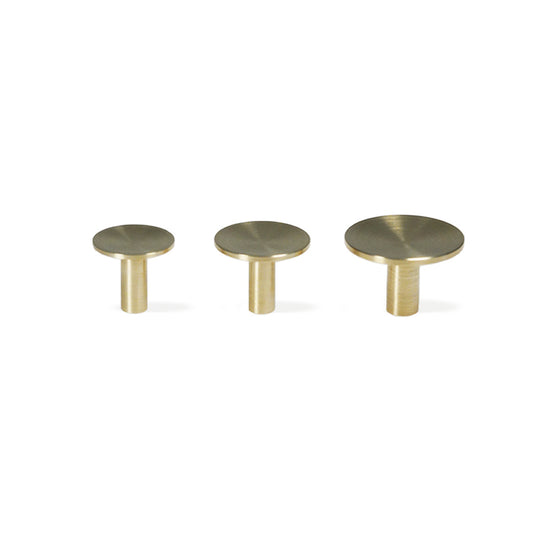 Deep cabinet knob, solid brushed unlacquered brass • KYNER & Co