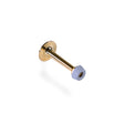 Unlacquered polished brass door stop, grey rubber cap, 75 mm